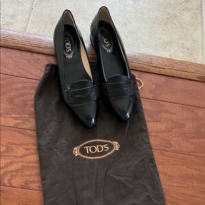 Tod's Black Leather Heels for Women